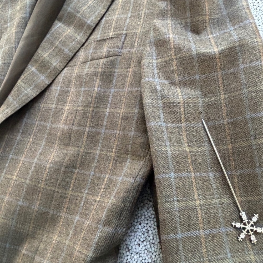 Canali Blazer 42S Brown Plaid Aldo's Super 120s Wool Italy Professional Academic - Picture 13 of 15